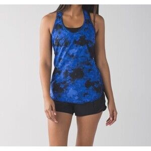 Lululemon 2 Vent It Out Singlet Clouded Dreams Sapphire Sprinkler Blue EUC!